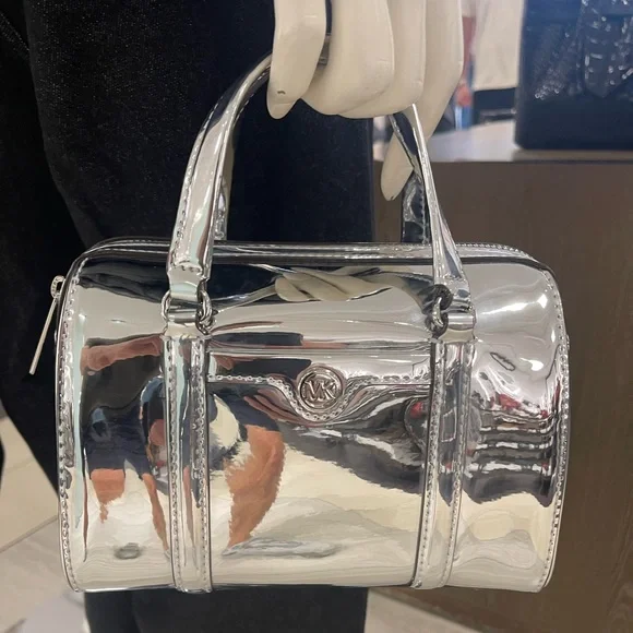 MICHAEL KORS Jet Set Small Patent Duffel Xbody Crossbody Bag
Silver 
NWT - Picture 7 of 16